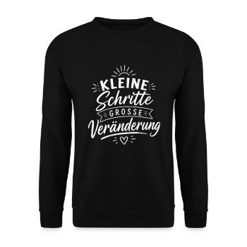 Kleine Schritte Große Veränderung - Unisex Pullover - Schwarz - Vorne - Alina (178cm) & Michal (187cm)
