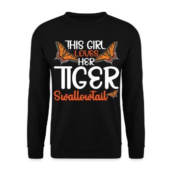 Tiger-Schwalbenschwanz-Liebhaber Schmetterlings-Insekten-Tiger - Unisex Pullover - Schwarz - Vorne - Alina (178cm) & Michal (187cm)