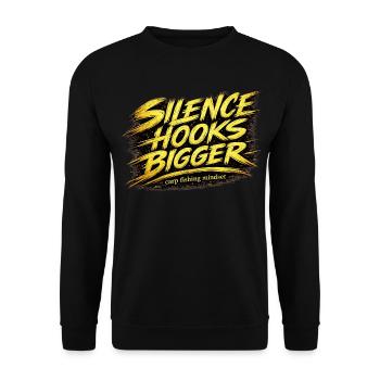 Silence Hooks – Mentalität beim größeren Karpfenangeln - Unisex Pullover - Schwarz - Vorne - Alina (178cm) & Michal (187cm)