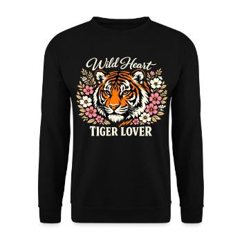 Tigre au Cœur Sauvage - Sweat-shirt Unisexe - noir - Devant - Alina (178cm) & Michal (187cm)