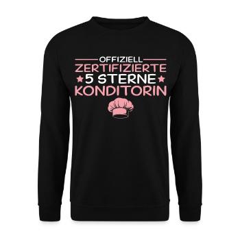 Offiziell zertifizierte 5 Sterne Konditorin - Unisex Pullover - Schwarz - Vorne - Alina (178cm) & Michal (187cm)