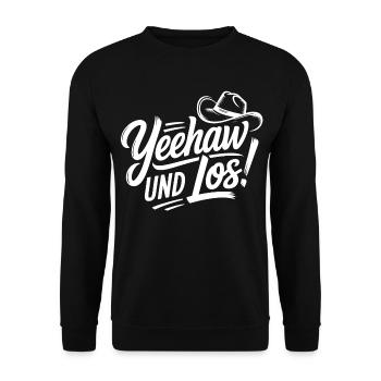 Yeehaw und Los! Western Script - Unisex Pullover - Schwarz - Vorne - Alina (178cm) & Michal (187cm)