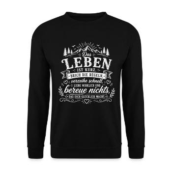 Lebe Mutig – Regeln brechen Zitat - Unisex Pullover - Schwarz - Vorne - Alina (178cm) & Michal (187cm)