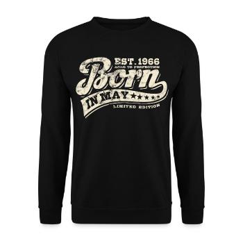 Born in May 1966 - Birthday - Gift - Unisex Sweatshirt - black - Front - Alina (178cm) & Michal (187cm)