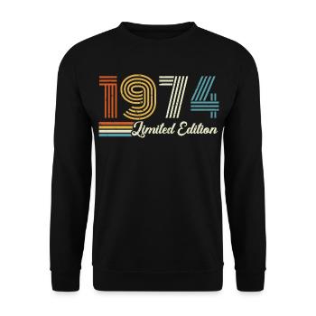 52nd birthday 1974 Born 1974 - Unisex Sweatshirt - black - Front - Alina (178cm) & Michal (187cm)