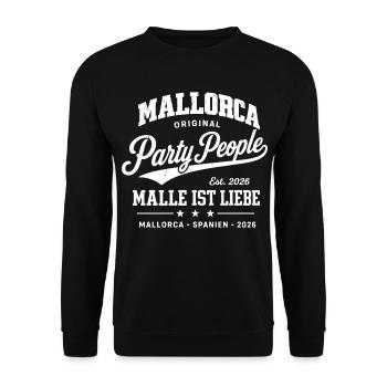 MALLE 2026 Party Peoople Malle is Love est. 2026 - Unisex Sweatshirt - black - Front - Alina (178cm) & Michal (187cm)
