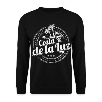 Costa de la Luz in Andalusien Spanien Souvenir - Unisex Pullover - Schwarz - Vorne - Alina (178cm) & Michal (187cm)