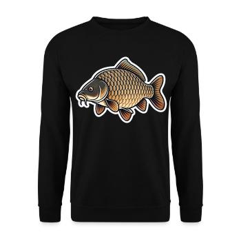 Minimalist Carp Fishing Design Clean Angler Style - Unisex Sweatshirt - black - Front - Alina (178cm) & Michal (187cm)