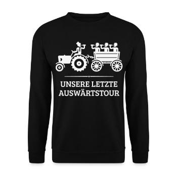 Unsere Letzte Auswärtstour Mit Trecker (JGA / W) - Unisex Pullover - Schwarz - Vorne - Alina (178cm) & Michal (187cm)