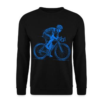Cycling illustration racing cyclist in blue - Unisex Sweatshirt - black - Front - Alina (178cm) & Michal (187cm)