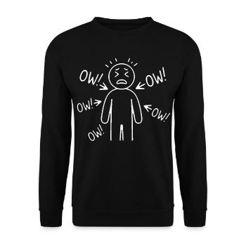 Funny Ow Ow Ow Ow Saying Body Pain Character Humor - Unisex Sweatshirt - black - Front - Alina (178cm) & Michal (187cm)