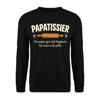 Papa Pâtissier Boulanger Humour Papatissier - Sweat-shirt Unisexe - noir - Devant - Alina (178cm) & Michal (187cm)