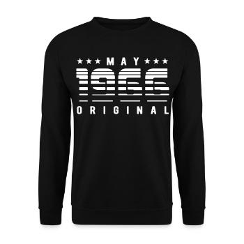 May 1966 Original Striped Vintage Geburtstag - Unisex Pullover - Schwarz - Vorne - Alina (178cm) & Michal (187cm)