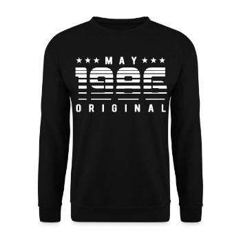 May 1986 Original Striped Vintage Geburtstag - Unisex Pullover - Schwarz - Vorne - Alina (178cm) & Michal (187cm)
