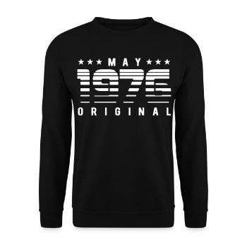 May 1976 Original Striped Vintage Geburtstag - Unisex Pullover - Schwarz - Vorne - Alina (178cm) & Michal (187cm)