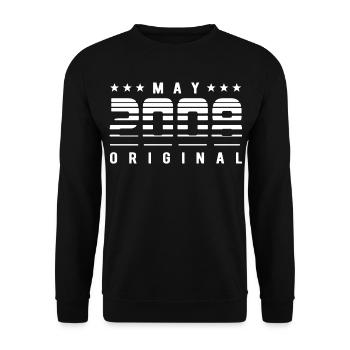 May 2008 Original Striped Vintage Geburtstag - Unisex Pullover - Schwarz - Vorne - Alina (178cm) & Michal (187cm)