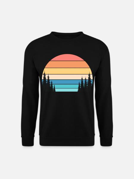 Retro Sunset and Pine Forest - Unisex Sweatshirt - black
