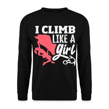 I Climb Like A Girl Saying Design - Unisex Sweatshirt - black - Front - Alina (178cm) & Michal (187cm)