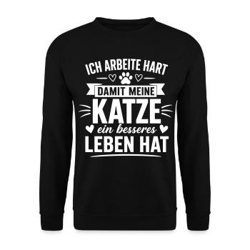 Working for Cat Life - Unisex Sweatshirt - black - Front - Alina (178cm) & Michal (187cm)