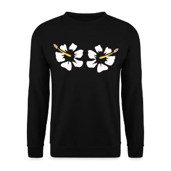 Hawaiian Flower Hibiscus Hibiscus Blossom Holiday Gift - Unisex Sweatshirt - black - Front - Alina (178cm) & Michal (187cm)