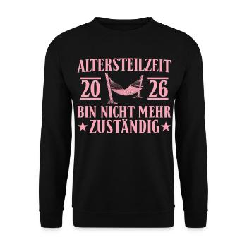 Altersteilzeit 2026 Kollegin Nicht mehr zuständig - Unisex Pullover - Schwarz - Vorne - Alina (178cm) & Michal (187cm)