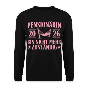 Pensioner 2026 - No longer responsible gift - Unisex Sweatshirt - black - Front - Alina (178cm) & Michal (187cm)
