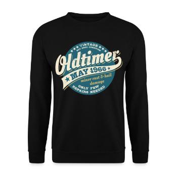 Oldtimer Mai 1966 - Geburtstag - Geschenk - Unisex Pullover - Schwarz - Vorne - Alina (178cm) & Michal (187cm)