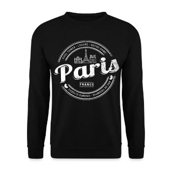 Paris in Frankreich Eiffelturm Vintage Souvenir - Unisex Pullover - Schwarz - Vorne - Alina (178cm) & Michal (187cm)