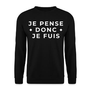 Je Pense Donc Je Fuis - Humour et Philosophie - Sweat-shirt Unisexe - noir - Devant - Alina (178cm) & Michal (187cm)