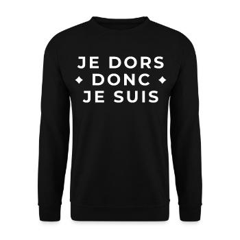 I Sleep Therefore I Am - Sleep Humor - Unisex Sweatshirt - black - Front - Alina (178cm) & Michal (187cm)