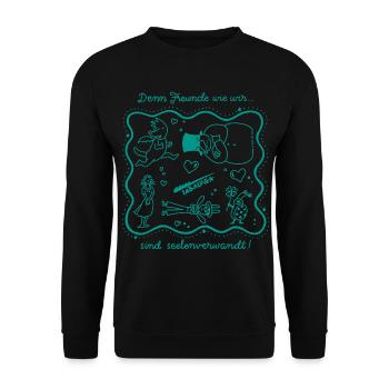 Tabaluga Collage Mit Spruch Freundschaft - Unisex Pullover - Schwarz - Vorne - Alina (178cm) & Michal (187cm)