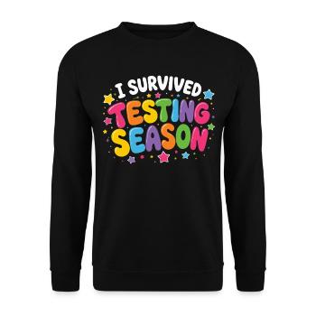 Ich habe die Klausurphase überlebt Schule Humor - Unisex Pullover - Schwarz - Vorne - Alina (178cm) & Michal (187cm)
