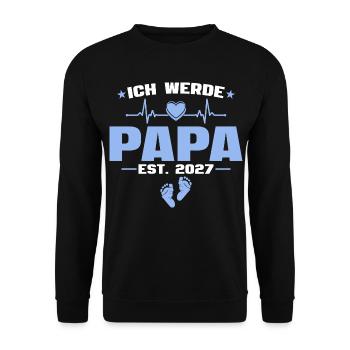 Ich werde Papa 2027 - Schwangerschaft Verkündung - Unisex Pullover - Schwarz - Vorne - Alina (178cm) & Michal (187cm)