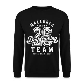 Malle 2026 Daydrinking Team Malle for everyone - Unisex Sweatshirt - black - Front - Alina (178cm) & Michal (187cm)