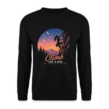 Escalade comme une fille Conception d’escalade au coucher de soleil - Sweat-shirt Unisexe - noir - Devant - Alina (178cm) & Michal (187cm)