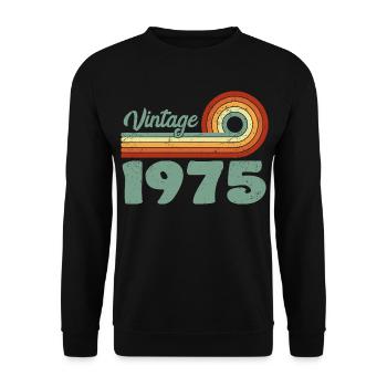 Vintage 1975 Retro Mountain Jubiläum 1975 - Unisex Pullover - Schwarz - Vorne - Alina (178cm) & Michal (187cm)