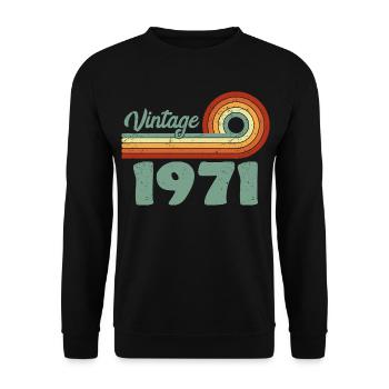 Vintage 1971 Birthday Mountain Retro 1971 Celeb - Unisex Pullover - Schwarz - Vorne - Alina (178cm) & Michal (187cm)