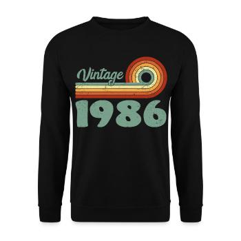 Vintage 1986 Retro Mountain Geburtstag 1986 - Unisex Pullover - Schwarz - Vorne - Alina (178cm) & Michal (187cm)