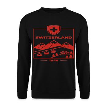 Schweiz Alpen Berge Wandern - Unisex Pullover - Schwarz - Vorne - Alina (178cm) & Michal (187cm)