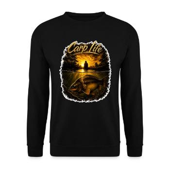 Carp Life Sunset – Bold Carp Fishing Design - Unisex Sweatshirt - black - Front - Alina (178cm) & Michal (187cm)