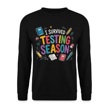 Ich habe die Klausurphase überlebt Schule Humor - Unisex Pullover - Schwarz - Vorne - Alina (178cm) & Michal (187cm)