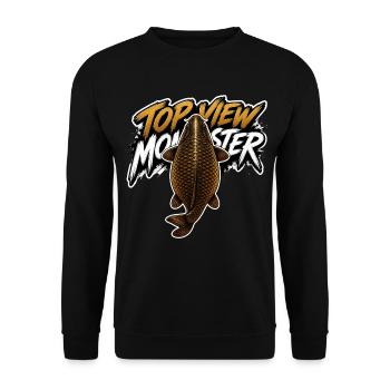 Vue supérieure de la carpe monstre – Conception audacieuse de pêche - Sweat-shirt Unisexe - noir - Devant - Alina (178cm) & Michal (187cm)