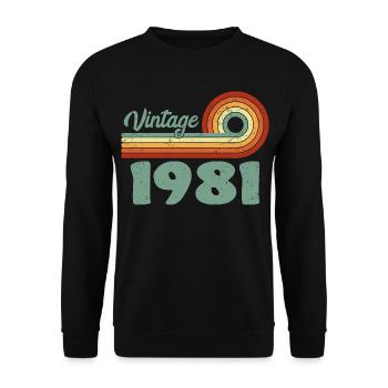 Vintage 1981 Birthday Mountain Retro 1981 - Unisex Pullover - Schwarz - Vorne - Alina (178cm) & Michal (187cm)