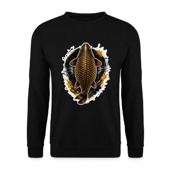 Golden Carp Top View Premium Fishing Design - Unisex Sweatshirt - black - Front - Alina (178cm) & Michal (187cm)