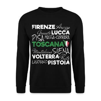 Toskana Retro Schriftzug Italy Urlaub Souvenir - Unisex Pullover - Schwarz - Vorne - Alina (178cm) & Michal (187cm)