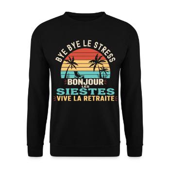 Idée Cadeau Départ Retraite Homme Femme - Sweat-shirt Unisexe - noir - Devant - Alina (178cm) & Michal (187cm)