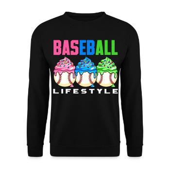 Mode de vie de baseball Cupcakes sucrés - Sweat-shirt Unisexe - noir - Devant - Alina (178cm) & Michal (187cm)