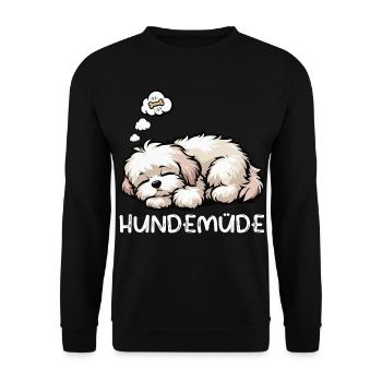 Hundemüde Havaneser Havaneserbesitzer Havaneserfan - Unisex Pullover - Schwarz - Vorne - Alina (178cm) & Michal (187cm)