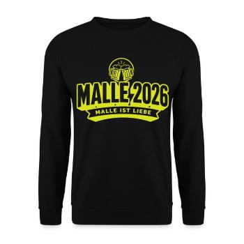 Malle 2026 Malle ist Liebe - Unisex Pullover - Schwarz - Vorne - Alina (178cm) & Michal (187cm)