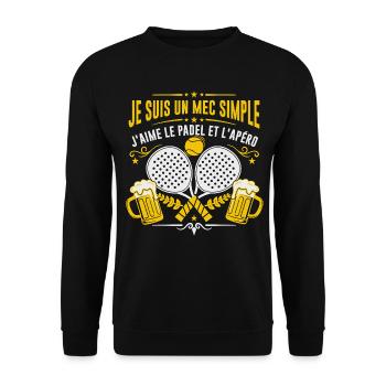 Mec Simple sportif Padel et Apéro - Sweat-shirt Unisexe - noir - Devant - Alina (178cm) & Michal (187cm)